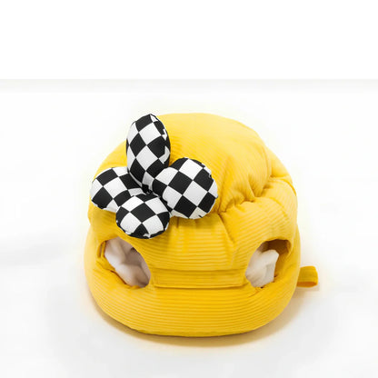 Honey pattern dog food puzzle toy with eight compartments for treat hiding and mental stimulation