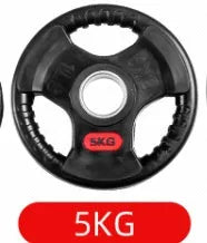 Three-hole rubber bag for gym weightlifting barbell, cast iron construction with rubber coating