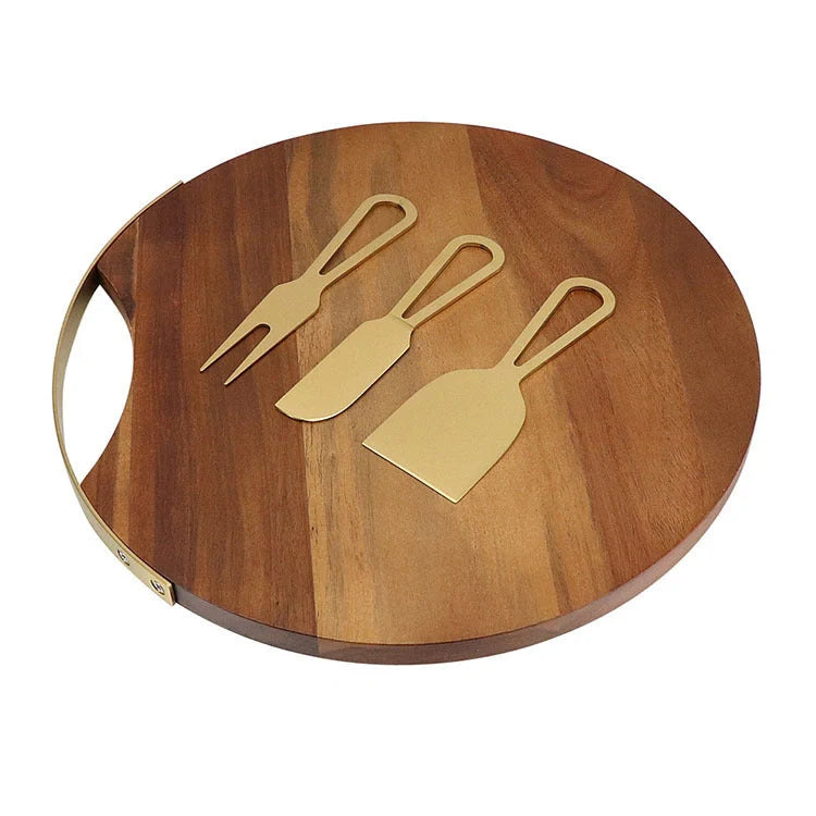 4-piece Cheese Knife and Acacia Wood Board Set for elegant cheese serving