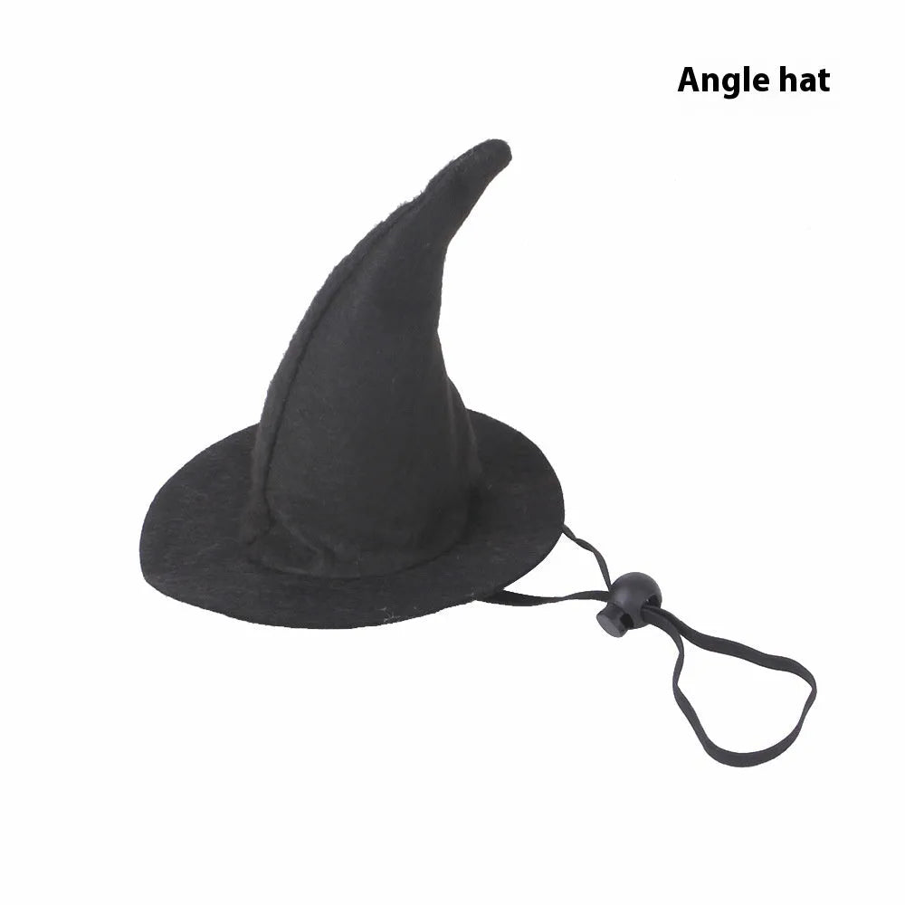 Pet Halloween hat with embossed pumpkin design on cloth material for cats and dogs