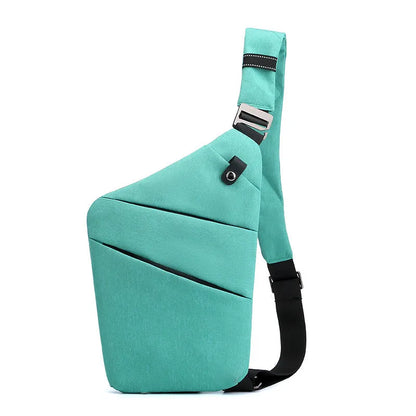 Canvas chest bag 31x20x1cm, 190g, one-shoulder crossbody with anti-radiation fabric inside, smoke black or silver grey