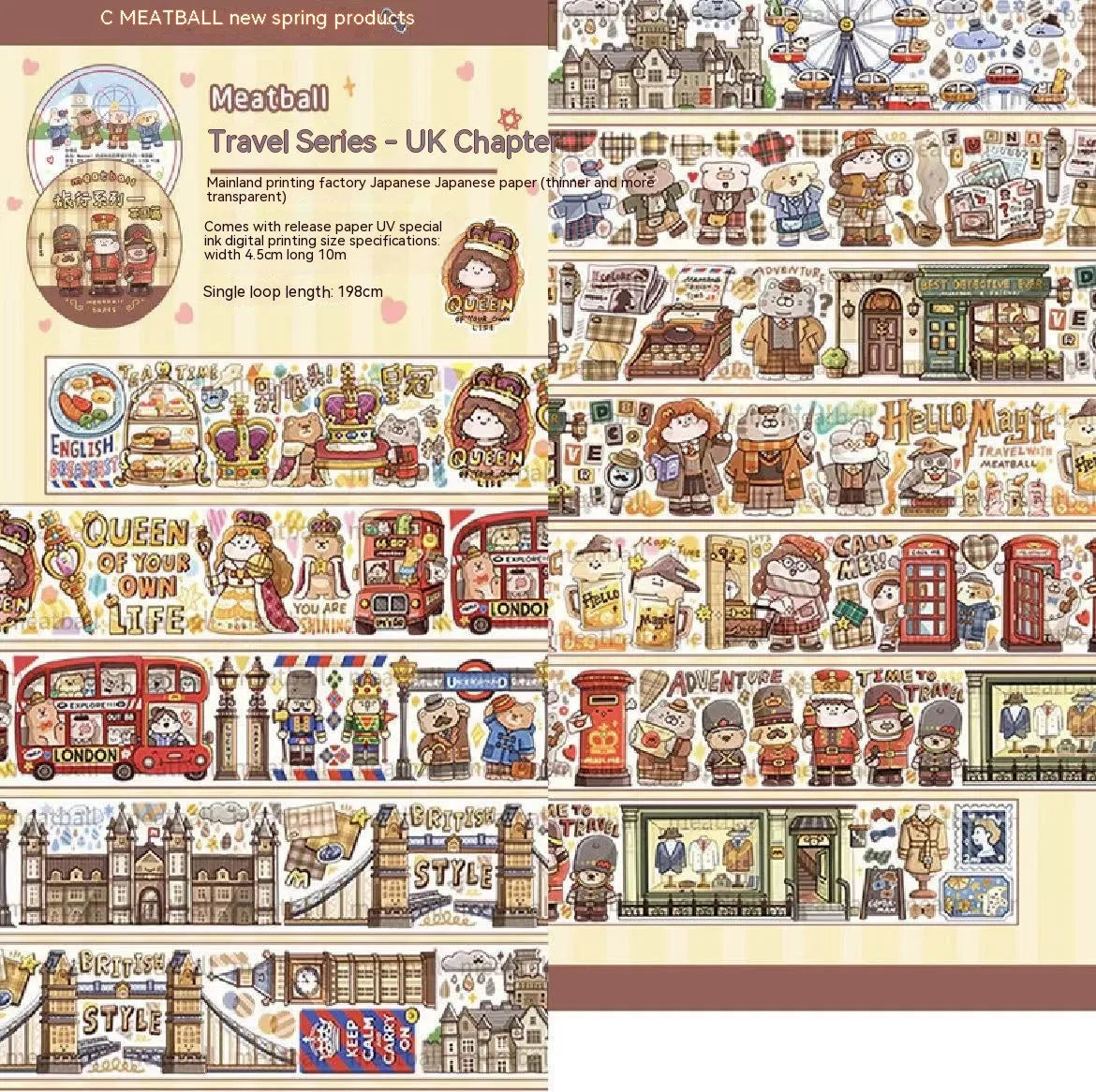 Haemorrhoid tape packaging stickers with cartoon characters, 42 styles, Japanese paper, 5 cm size