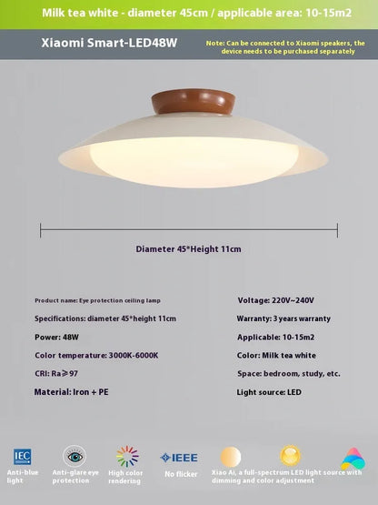 Flying saucer ceiling lamp in cream style with iron shade, available in 25cm or 45cm diameter and six colours