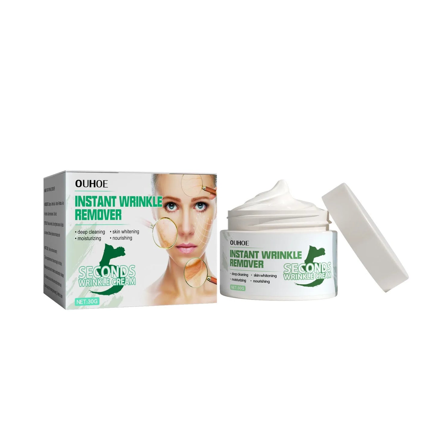 30g anti-ageing anti-wrinkle face cream jar with hydrating formula