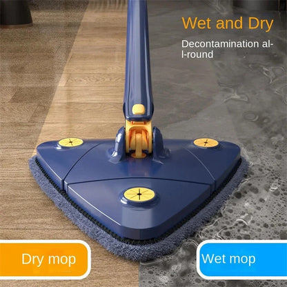 Extendable Triangle Mop with 360° rotatable head for deep cleaning floors, walls, and ceilings