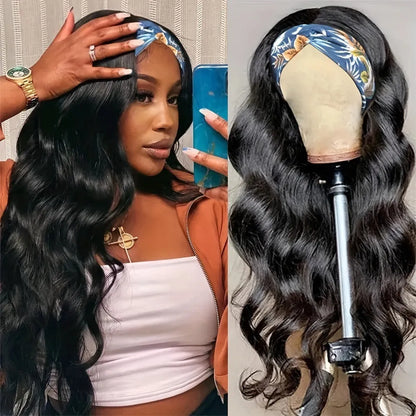 Headband wig with high temperature fibre hair in black straight, black curly, and wine red colour options