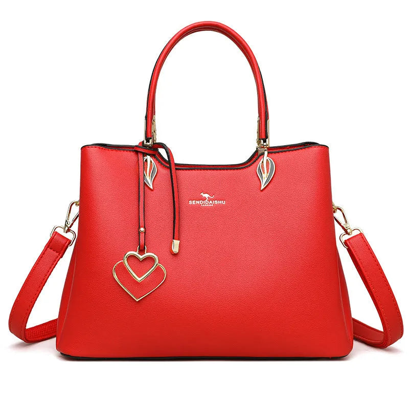 Black women's multi-layer PU leather shoulder messenger bag with sewing thread detail.