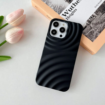 Water ripple TPU iPhone case with corrugated texture, anti-fall cover in black, white, purple, grey, blue, pink or green