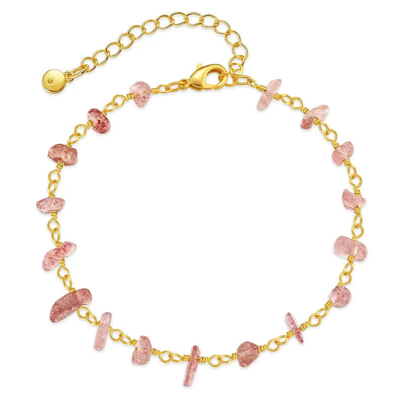 Geometric women's bracelet with irregular turquoise stones in 18K copper on a white background.