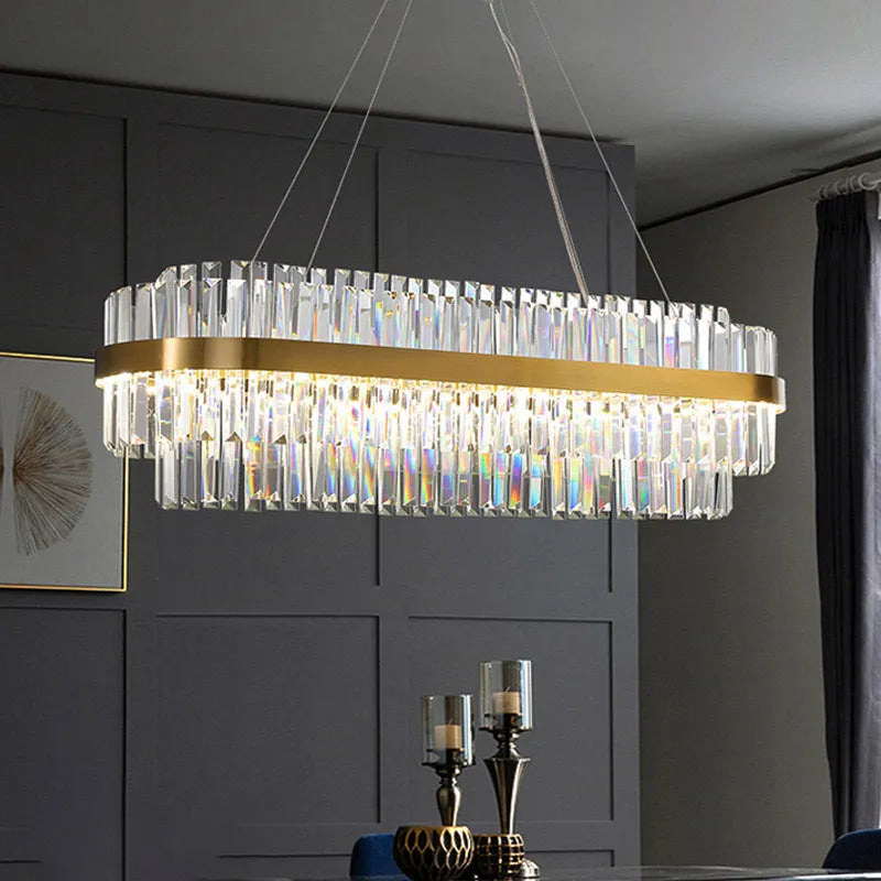 Multi-head crystal ceiling chandelier with stainless steel construction and adjustable height