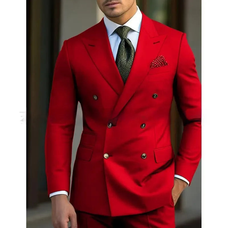 Men's two-piece suit set in cotton blend fabric available in five colours and twelve sizes