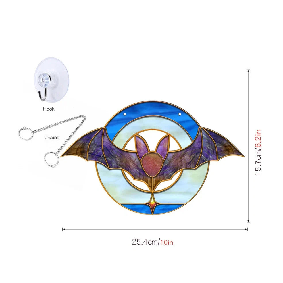 Geometric pumpkin bat ghost acrylic Halloween decoration with 60cm chain and suction cup hook