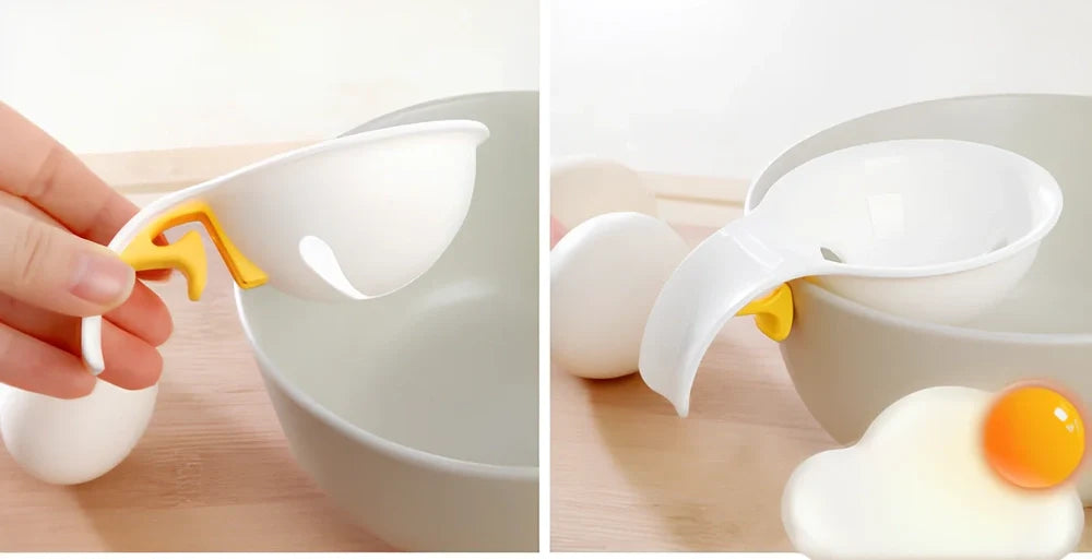 White ABS egg yolk white separator tool, 10cm handle, 7.3cm bowl mouth for kitchen use