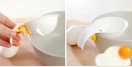 White ABS egg yolk white separator tool, 10cm handle, 7.3cm bowl mouth for kitchen use