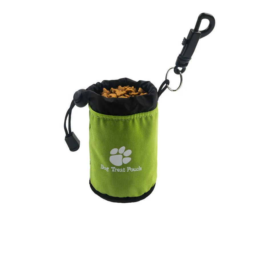 Mini pet training snack bag in nylon available in red, green, black, and blue solid colours