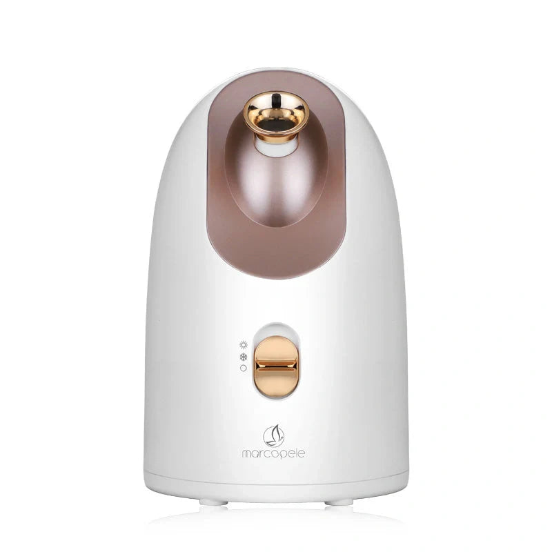 Dual-temperature facial steamer for hot and cold skin therapy, compact and stylish design