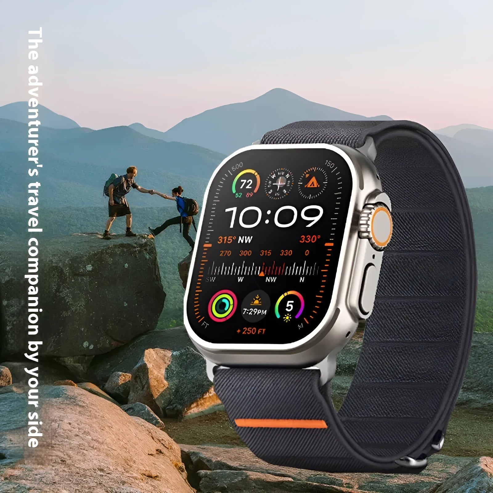 Nylon watch strap with stainless steel buckle for Apple Watch, shown in Army Green colour.