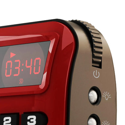 Rolton W405 portable FM radio MP3 speaker in gold, blue, or red with LED screen and carrying strap