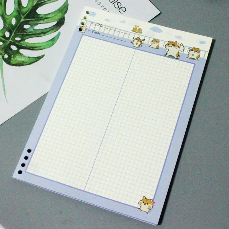 B5 size loose-leaf notebook refill with PP plastic shell in assorted colours: blue, green, pink, yellow, transparent.