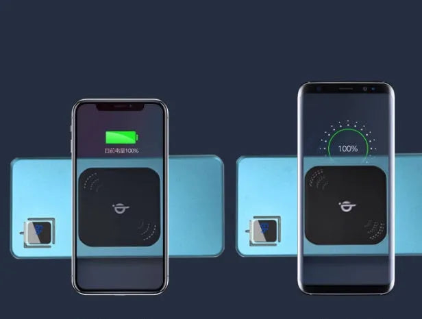 Slim black alloy power bank with LCD screen showing battery percentage, next to a smartphone.