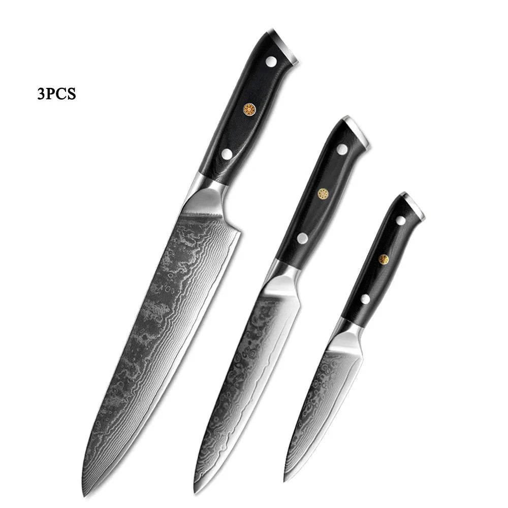Premium Japanese Damascus steel kitchen knife set for professional and home use