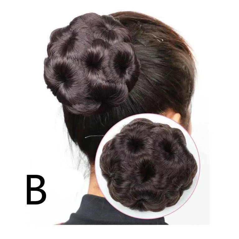 High temperature silk wig hair ring for short hair bun and nine flower ball head bridal costume styling