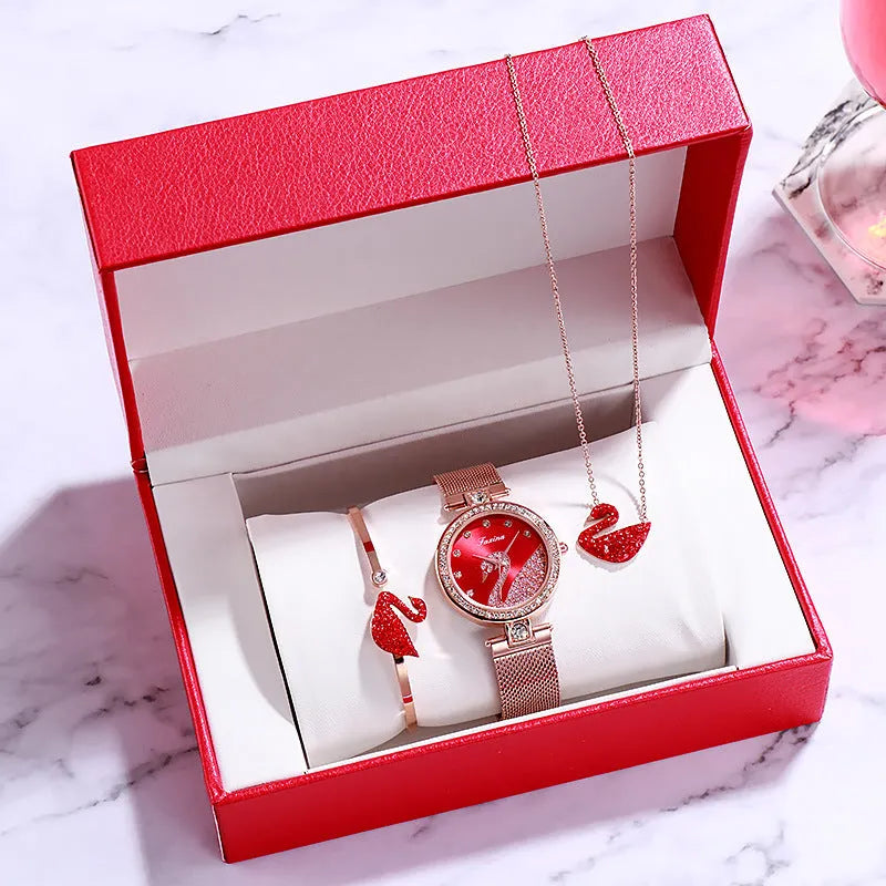 Ladies round watch with 32mm dial, 6mm alloy case, leather strap, and pin buckle