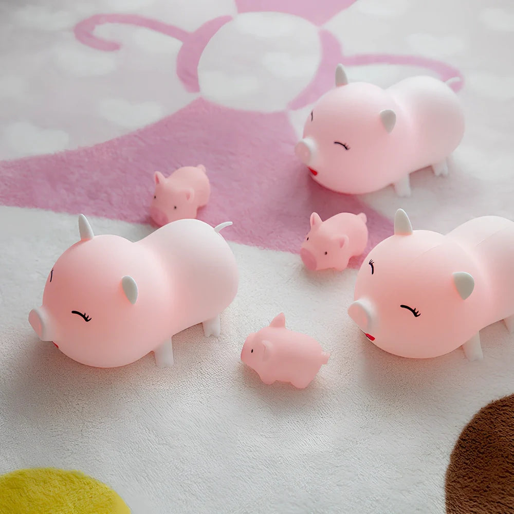 White Peppa Pig cartoon LED night light, 140x100x83 mm with inductive sensor and USB cable for warm yellow bedroom glow