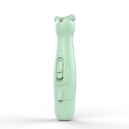 Green or white rechargeable electric baby nail clipper with six grinding heads and USB charging cable