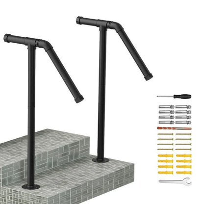 Black metal minimalist American household ladder support bracket.