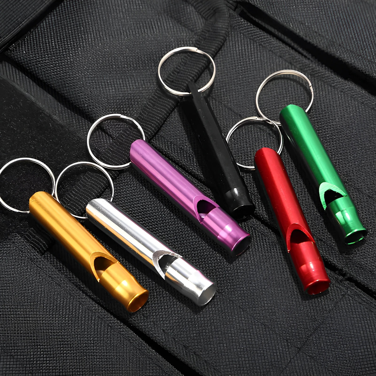 Aluminium survival whistle about 9 x 46mm with loud sound for hiking and outdoor signalling