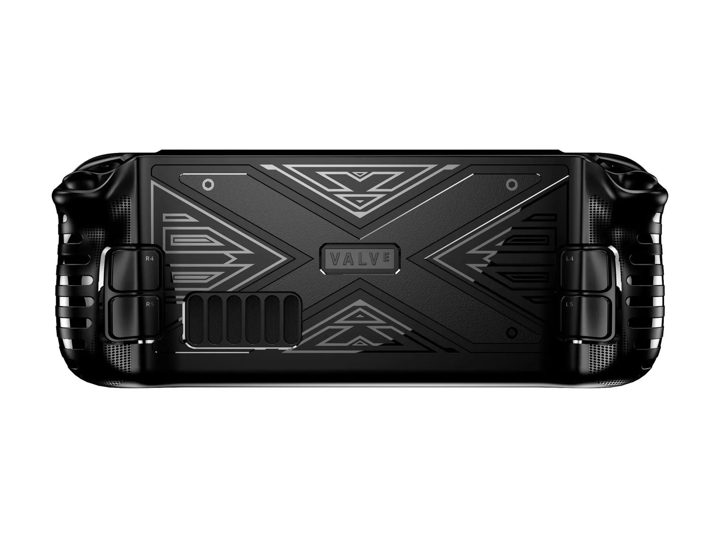 Red silicone soft shell protective case for a Steam Deck game console.