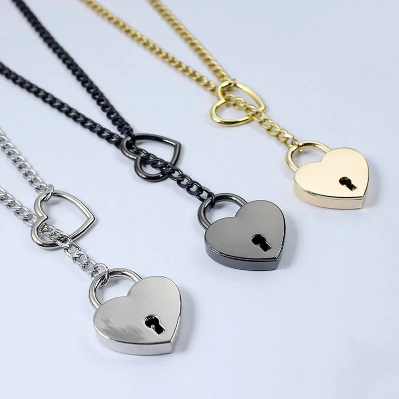 Adjustable heart-shaped O-ring slip chain necklace in alloy