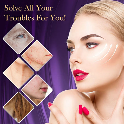 Purple high wave electrotherapy rod beauty instrument with six accessory heads for skincare treatments