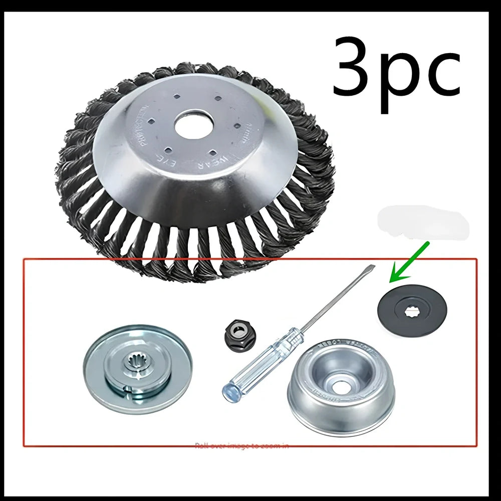 Stainless steel wire lawn mower head for garden weed and debris removal