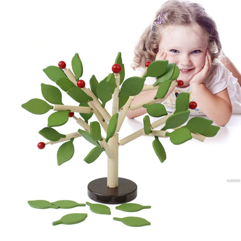 Natural wood DIY leaf tree toy for children's sensory development and creative play