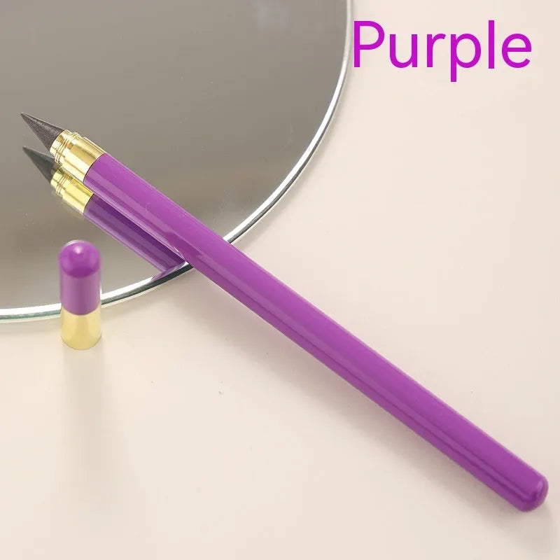 Transparent acrylic eternal pencil with alloy writing tip shown in multiple colour options