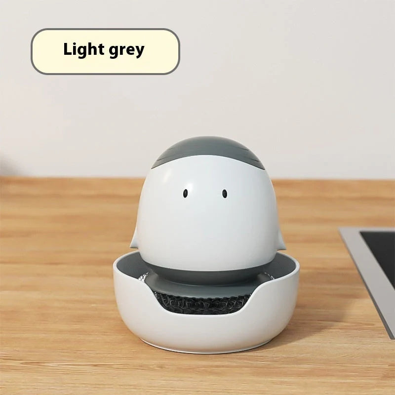 Automatic liquid filling dishwashing brush in cute chicken design with replaceable head