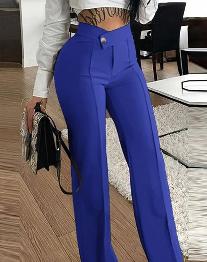 Chic slim-fit trousers with stylish buckle accent, available in a range of versatile colours for the modern British fashion enthusiast.