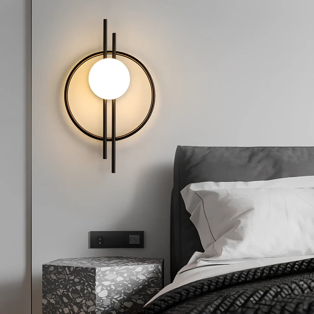 Modern iron wall lamp with three lighting modes and 50,000-hour lifespan for study and bedroom use