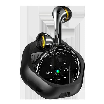 Black TWS true wireless Bluetooth headset with 13mm moving coil, IPX4 waterproof, Type-C and wireless charging bay