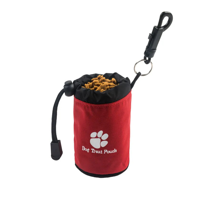 Mini pet training snack bag in nylon available in red, green, black, and blue solid colours