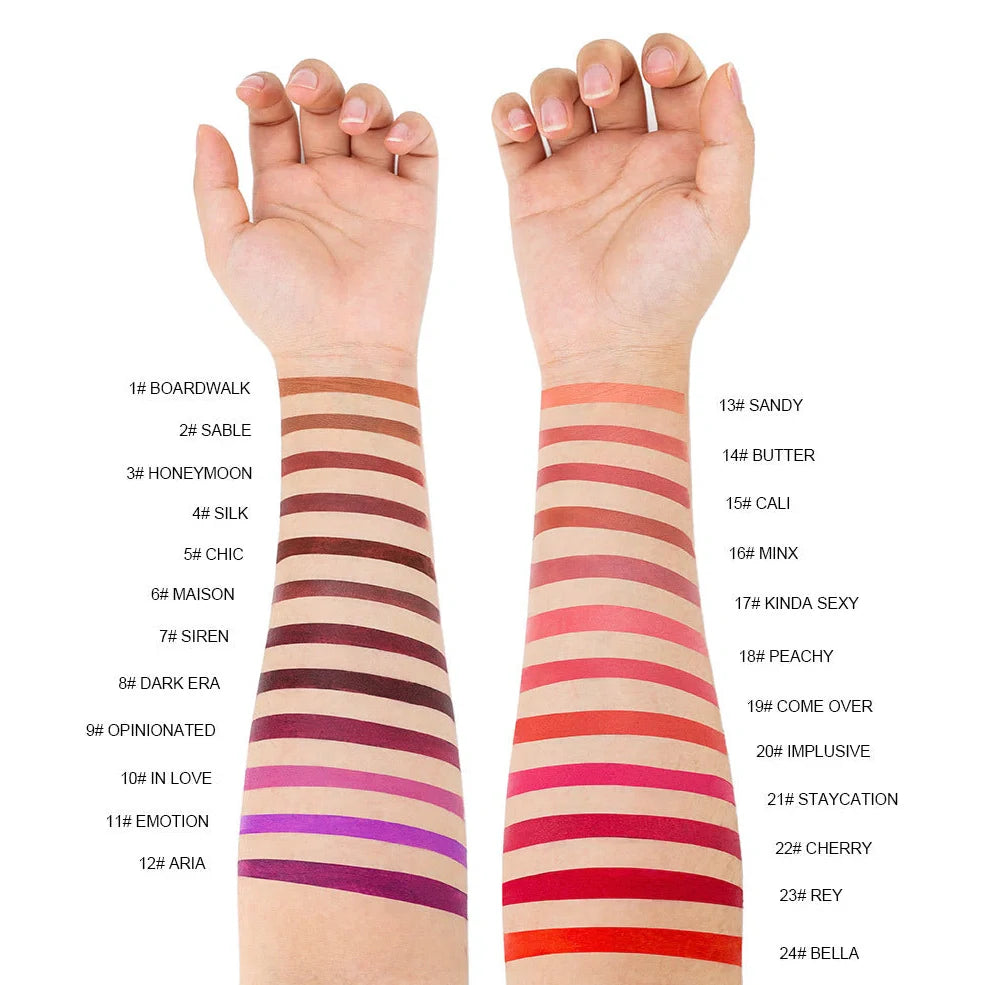 Beauty Does Not Fade waterproof matte lipstick in standard case with anti-discoloration technology