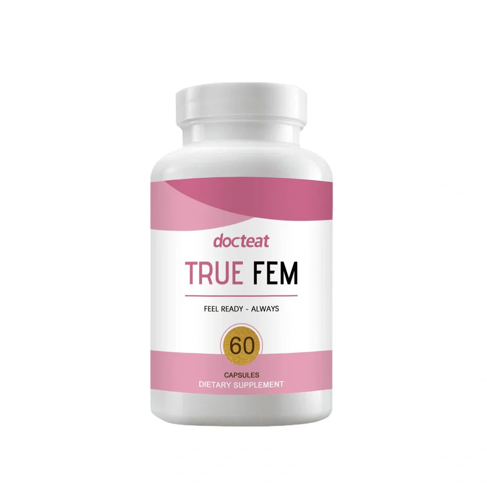 Bottle of Female Care Capsule Plant Extract containing 60 herbal supplement capsules
