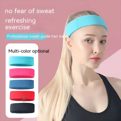 Widened solid colour sports sweatband in polyester and spandex, shown in one of five available colours.