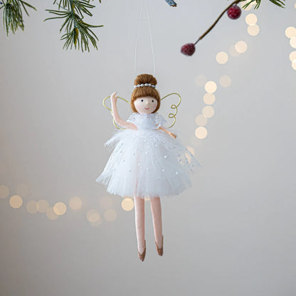 Pink and white cloth ballet girl angel plush doll pendant with modern design
