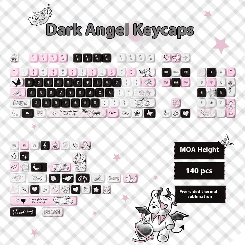 Sublimation-printed cartoon keycaps full set for mechanical keyboards with colourful pig party theme design