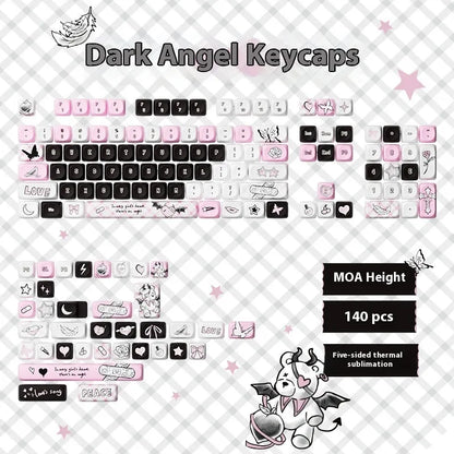 Sublimation-printed cartoon keycaps full set for mechanical keyboards with colourful pig party theme design