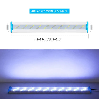 Ultra-thin PVC aquarium LED light fixture in blue and white lighting modes