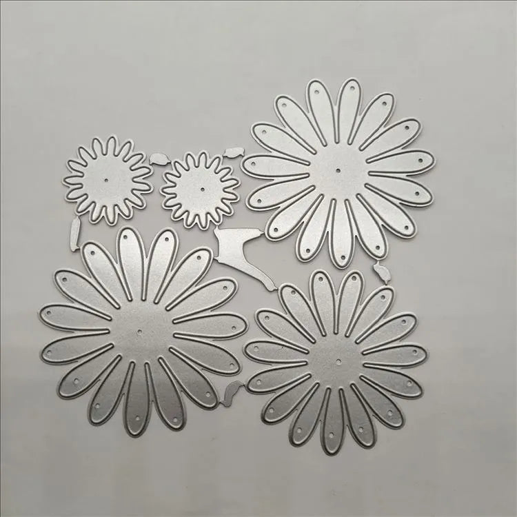 Silver high carbon steel cutting knife mould set measuring 12.5x13cm with floral etching design